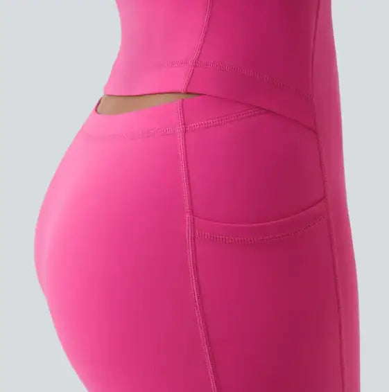 Vestido mini escote V verano mujer — Milano Vibes — Rosa — Detalle de tela