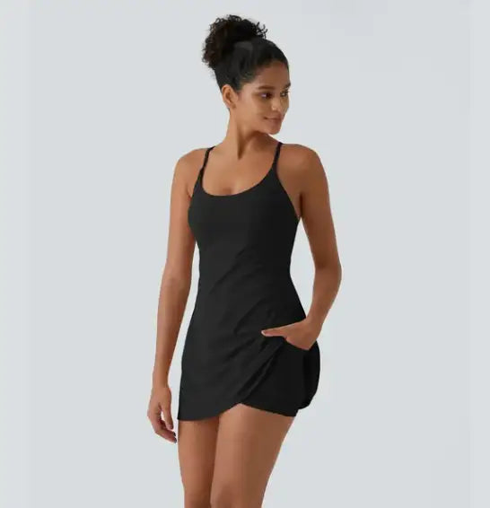 Vestido mini escote V verano mujer — Milano Vibes — Negro