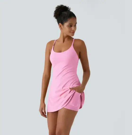 Vestido mini escote V verano mujer — Milano Vibes — Rosa Bebé