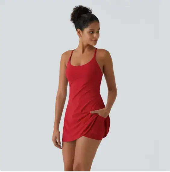 Vestido mini escote V verano mujer — Milano Vibes — Rojo