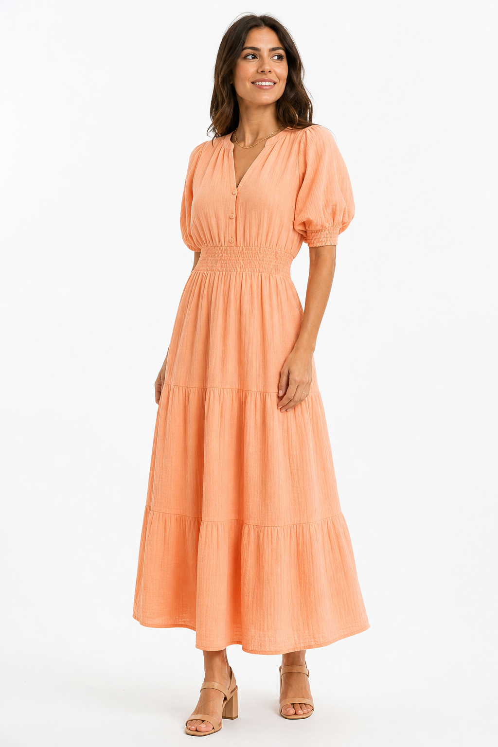 Vestido largo boho - Albaricoque
