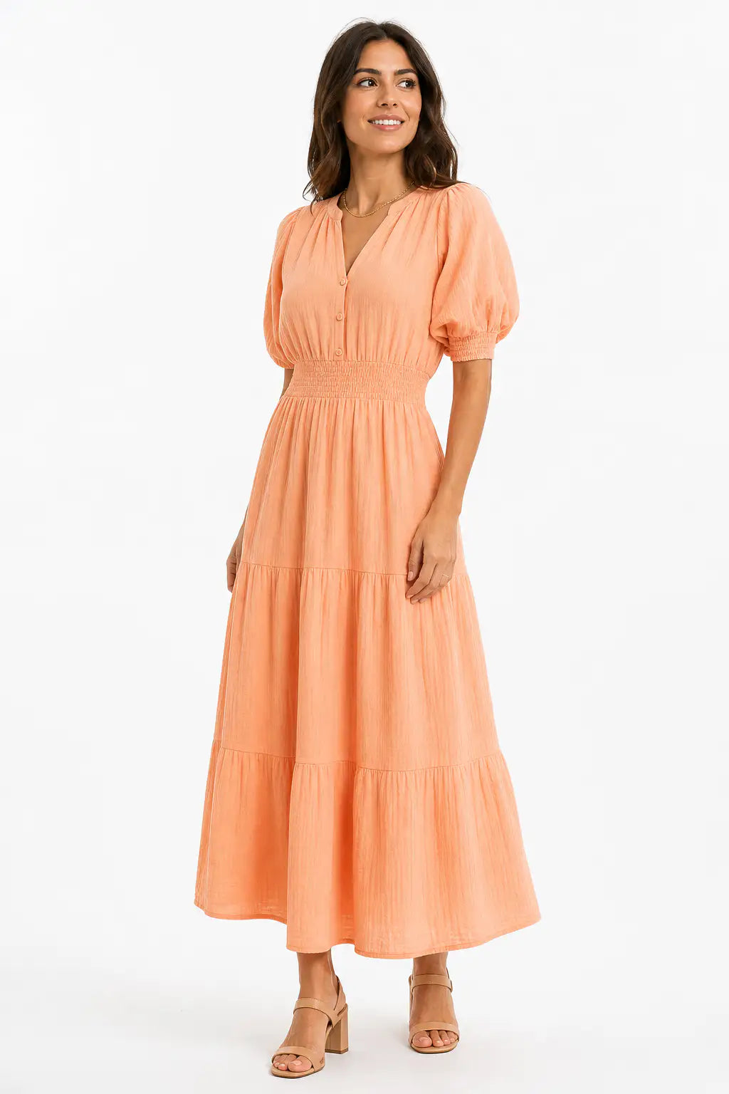 Vestido largo boho - Albaricoque