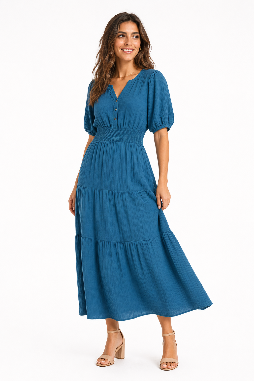 Vestido largo boho - Azul Lago