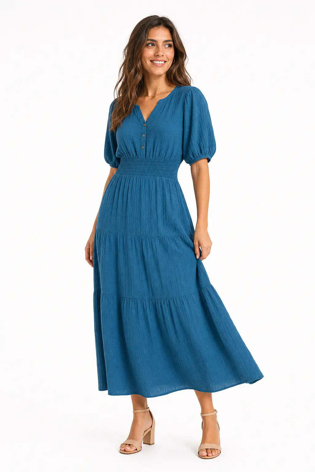 Vestido largo boho - Azul Lago