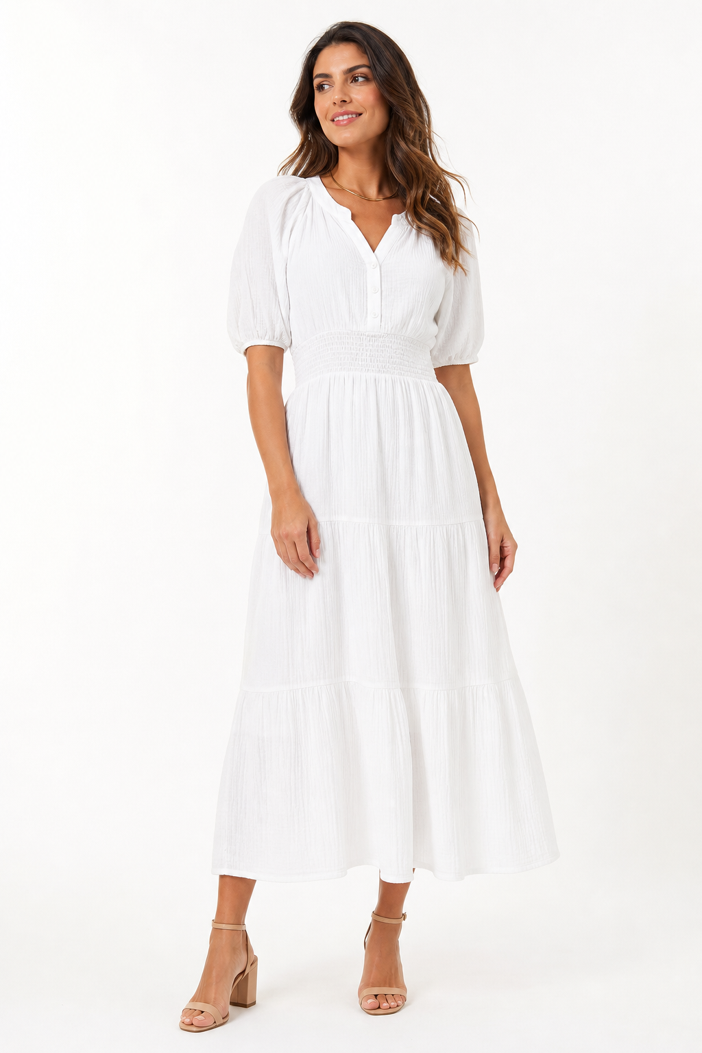 Vestido largo boho - Blanco