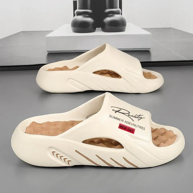 Sandalias slide - Caqui y Marron