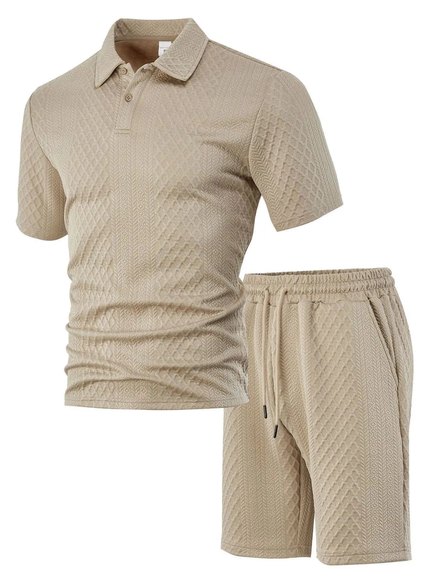 Conjunto polo y short verano hombre — Milano Vibes — Marrón Claro