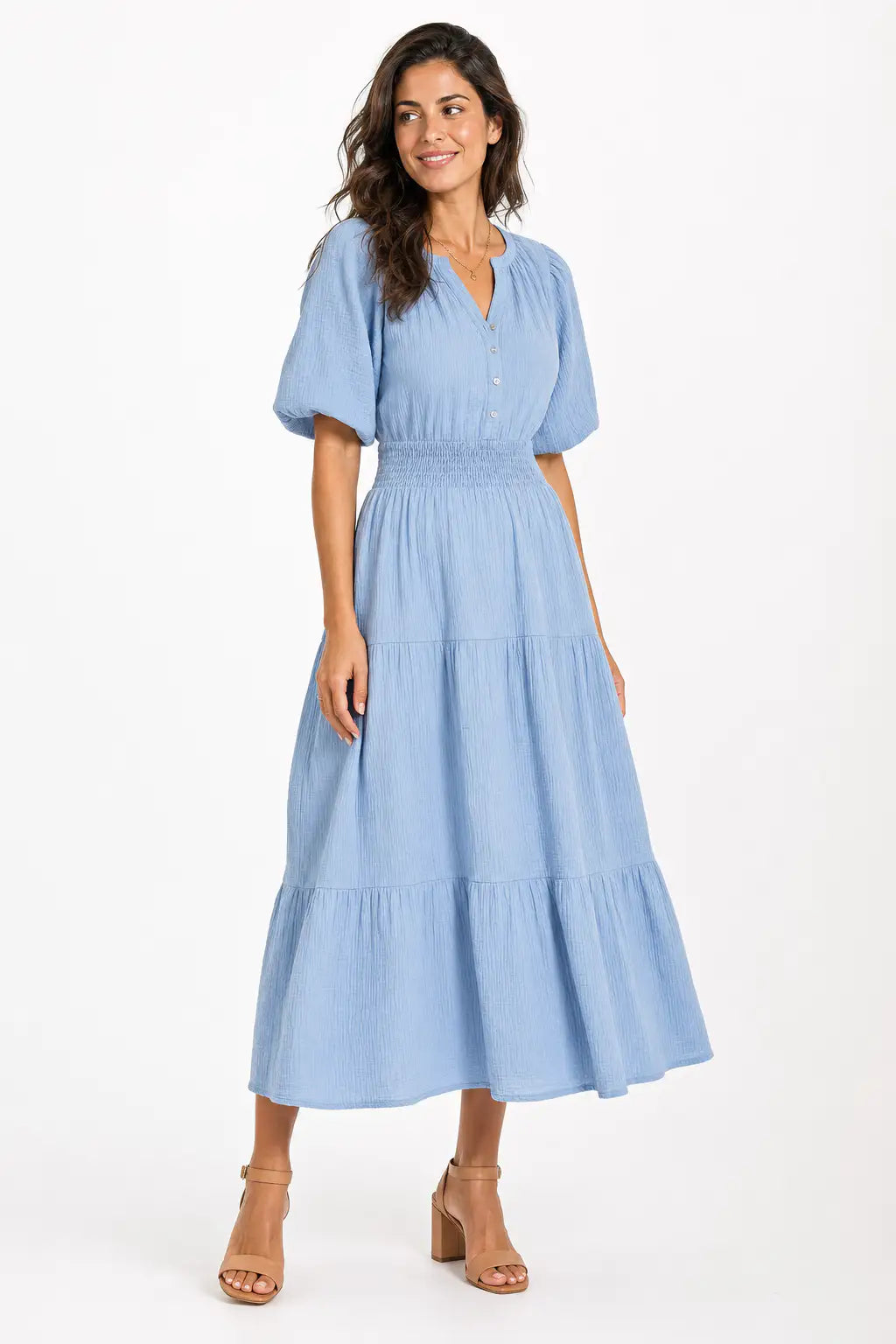 Vestido largo boho - Celeste