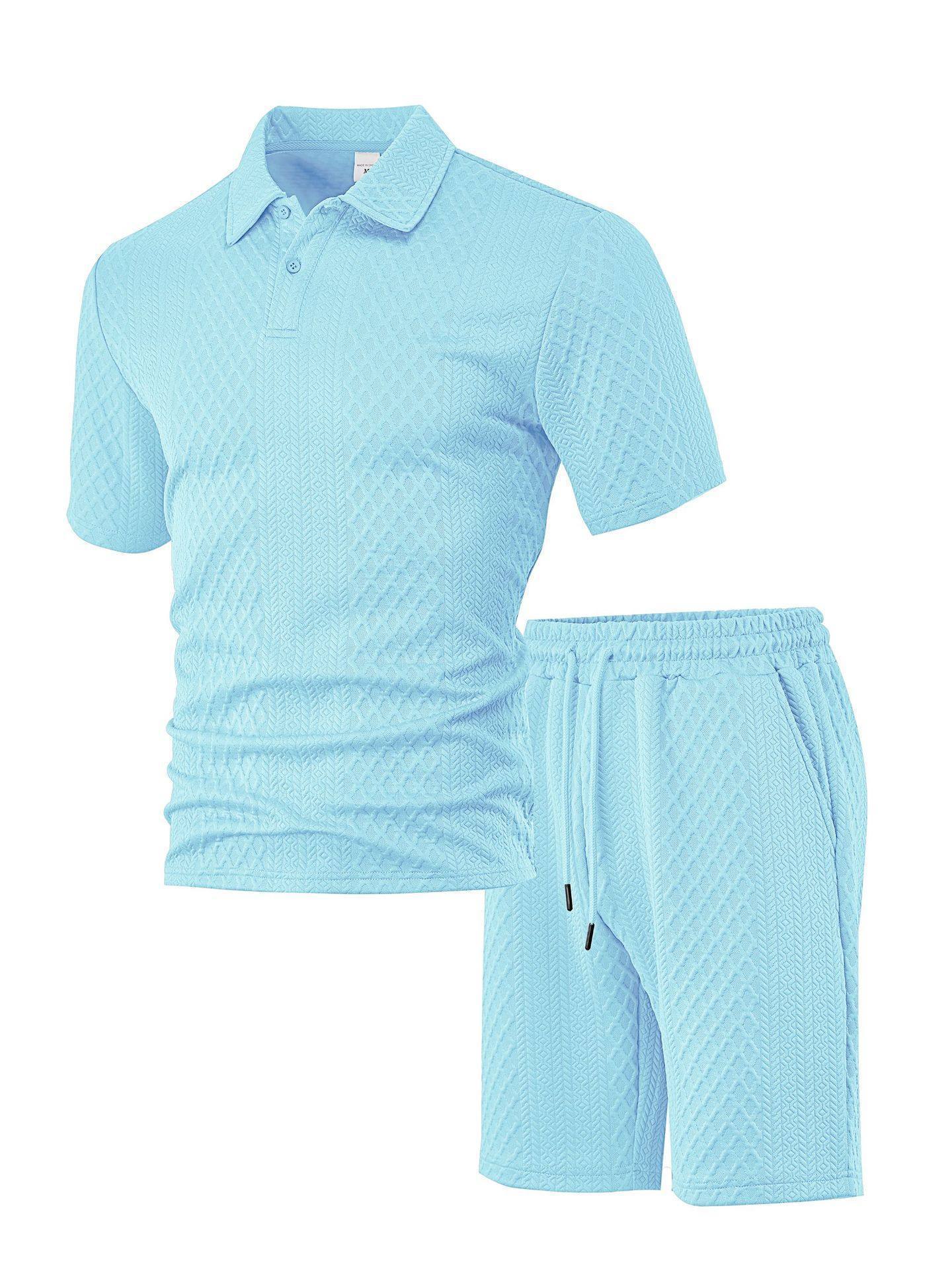 Conjunto polo y short verano hombre — Milano Vibes — Celeste