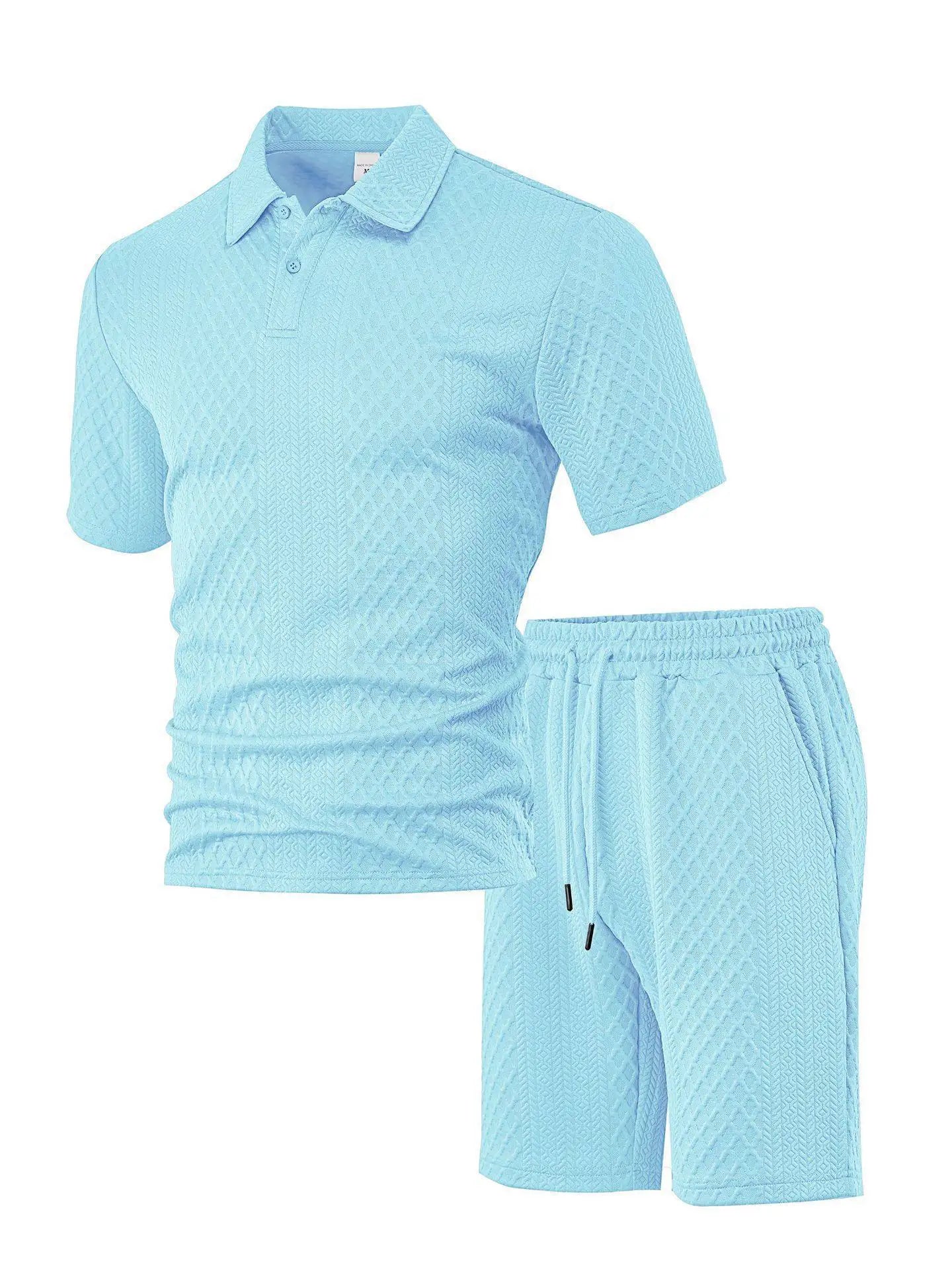 Conjunto polo y short verano hombre — Milano Vibes — Celeste