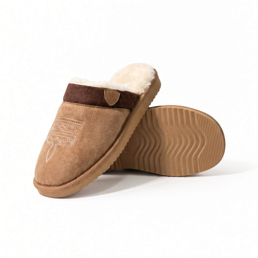 Pantufla western de ante marrón claro Milano Vibes