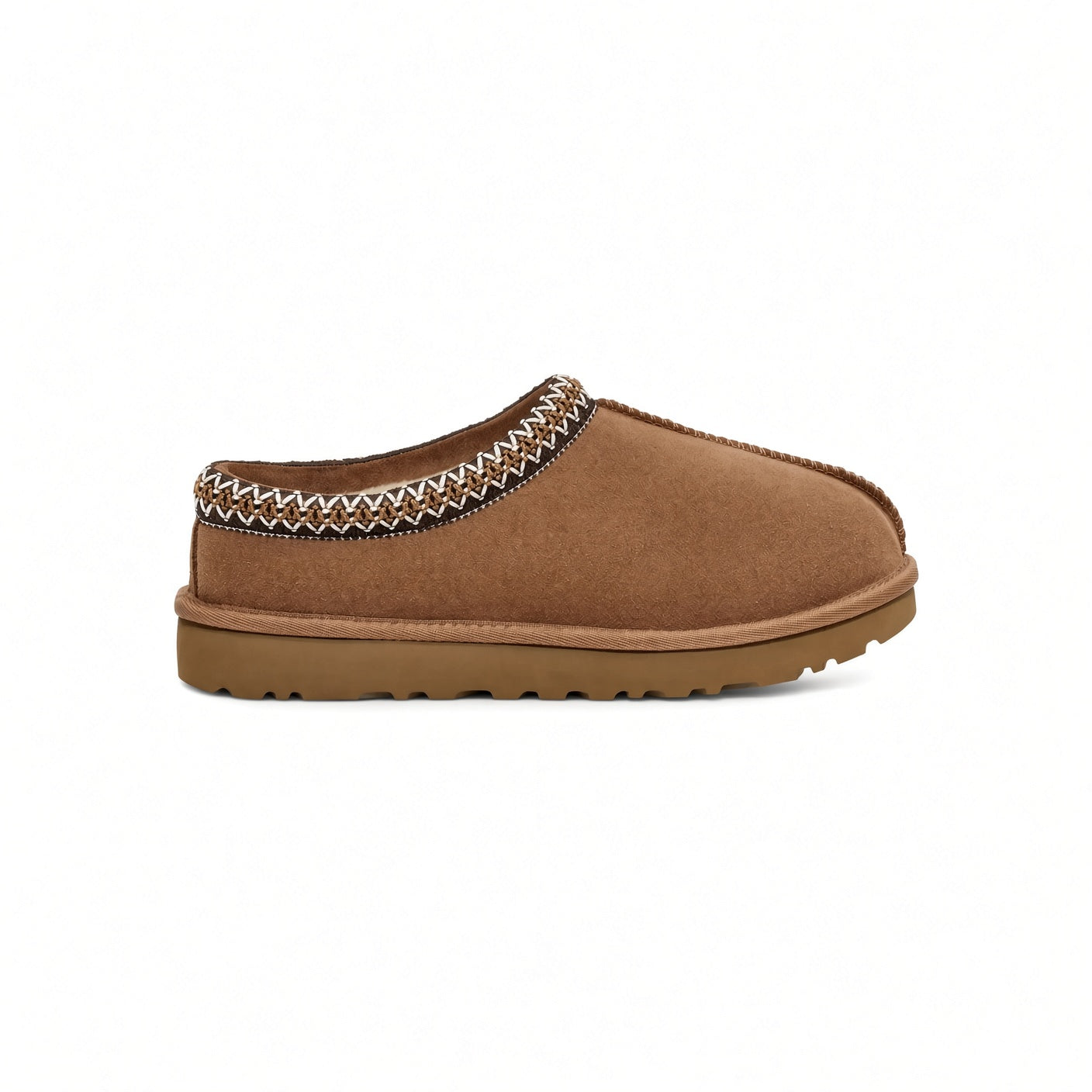 Pantufla de ante castaño con forro sherpa Milano Vibes