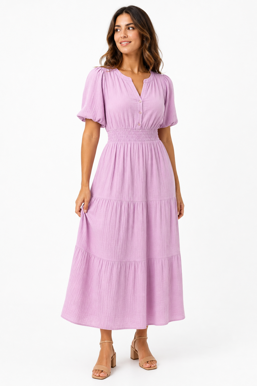 Vestido largo boho - Lila Rosado