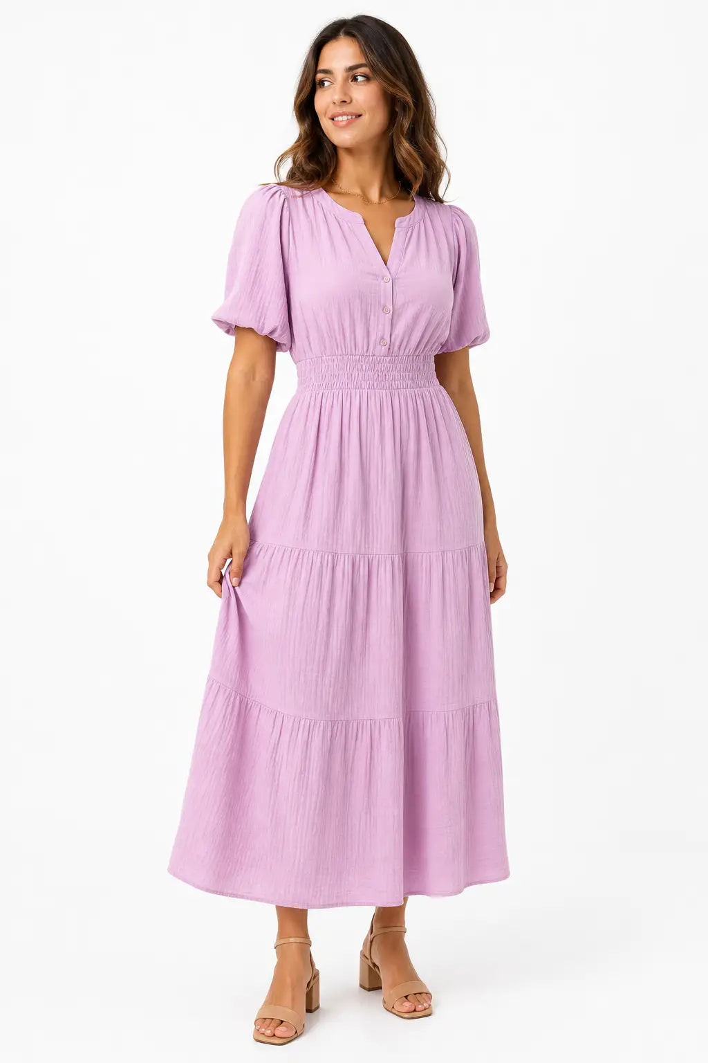 Vestido largo boho - Lila Rosado