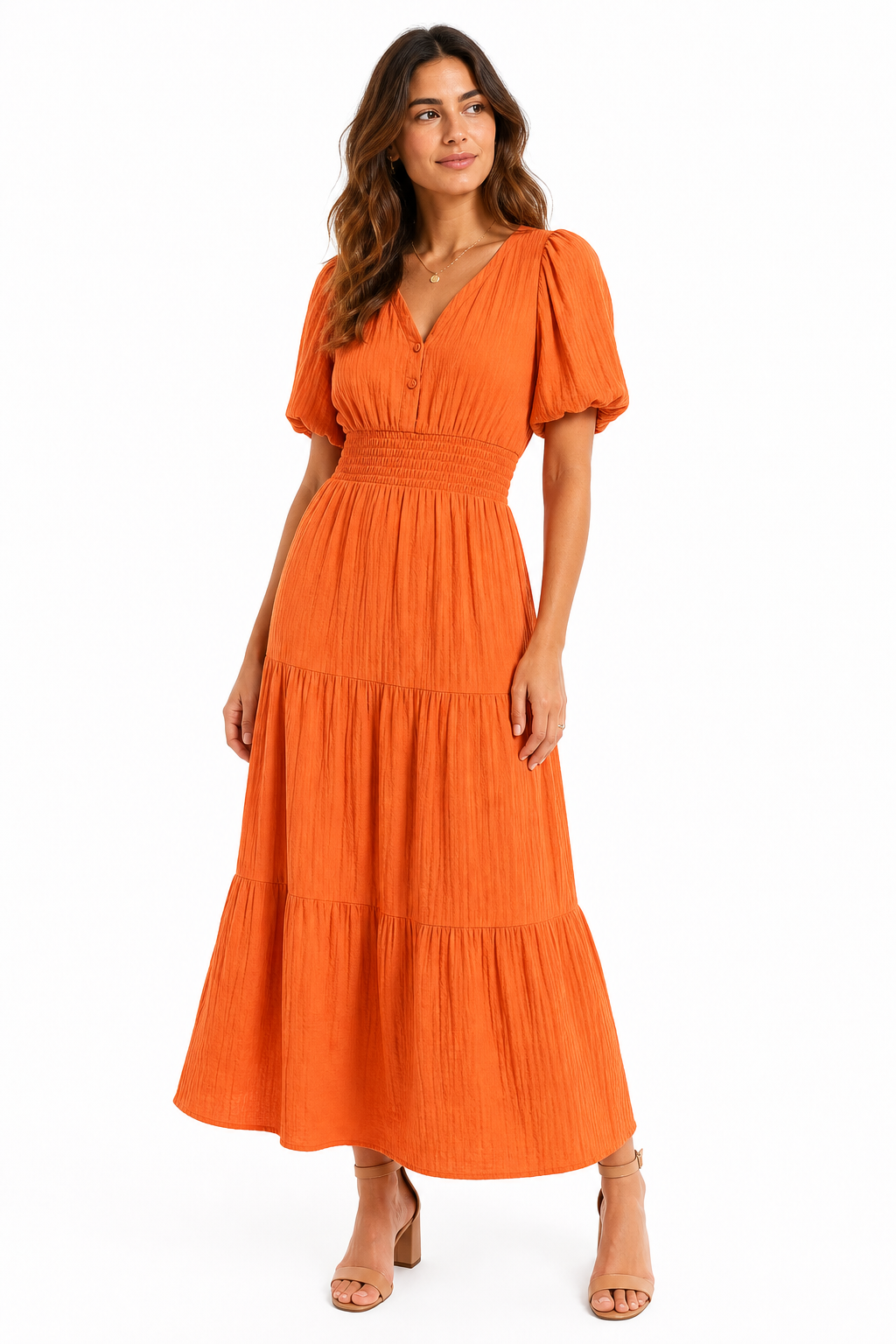 Vestido largo boho - Naranja