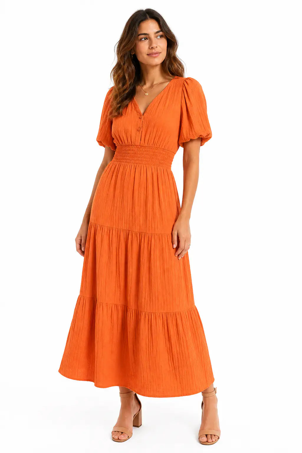 Vestido largo boho - Naranja