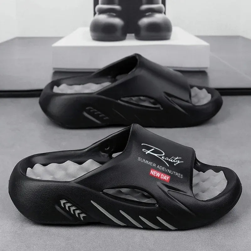 Sandalias slide - Negro y Gris