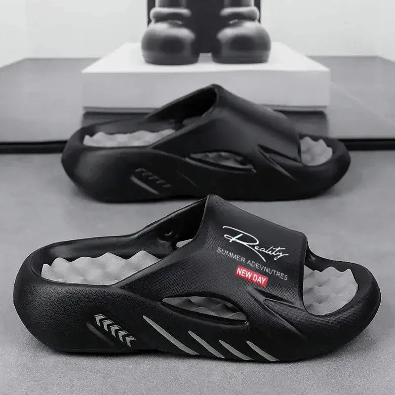 Sandalias slide - Negro y Gris