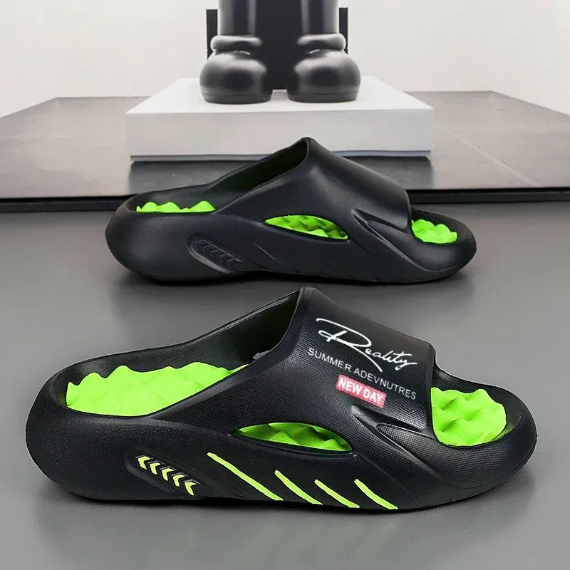 Sandalias slide - Negro y Verde
