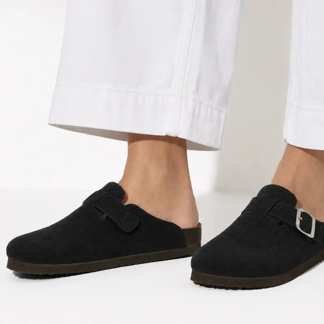 Zuecos de ante - Negro