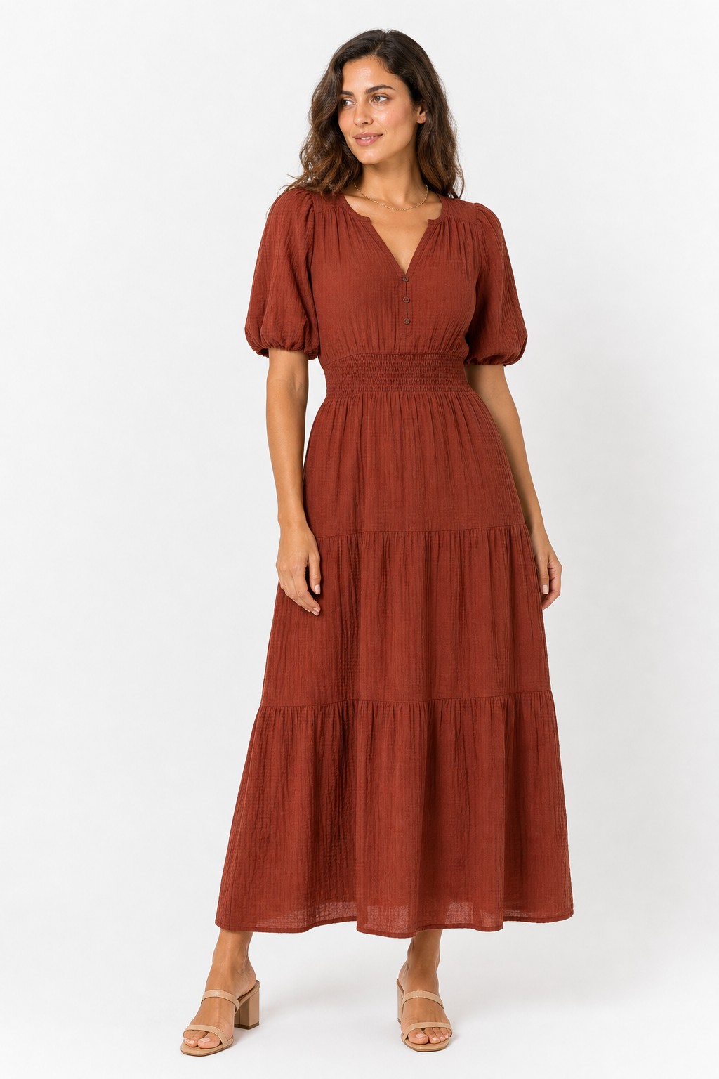 Vestido largo boho - Rojo Tierra