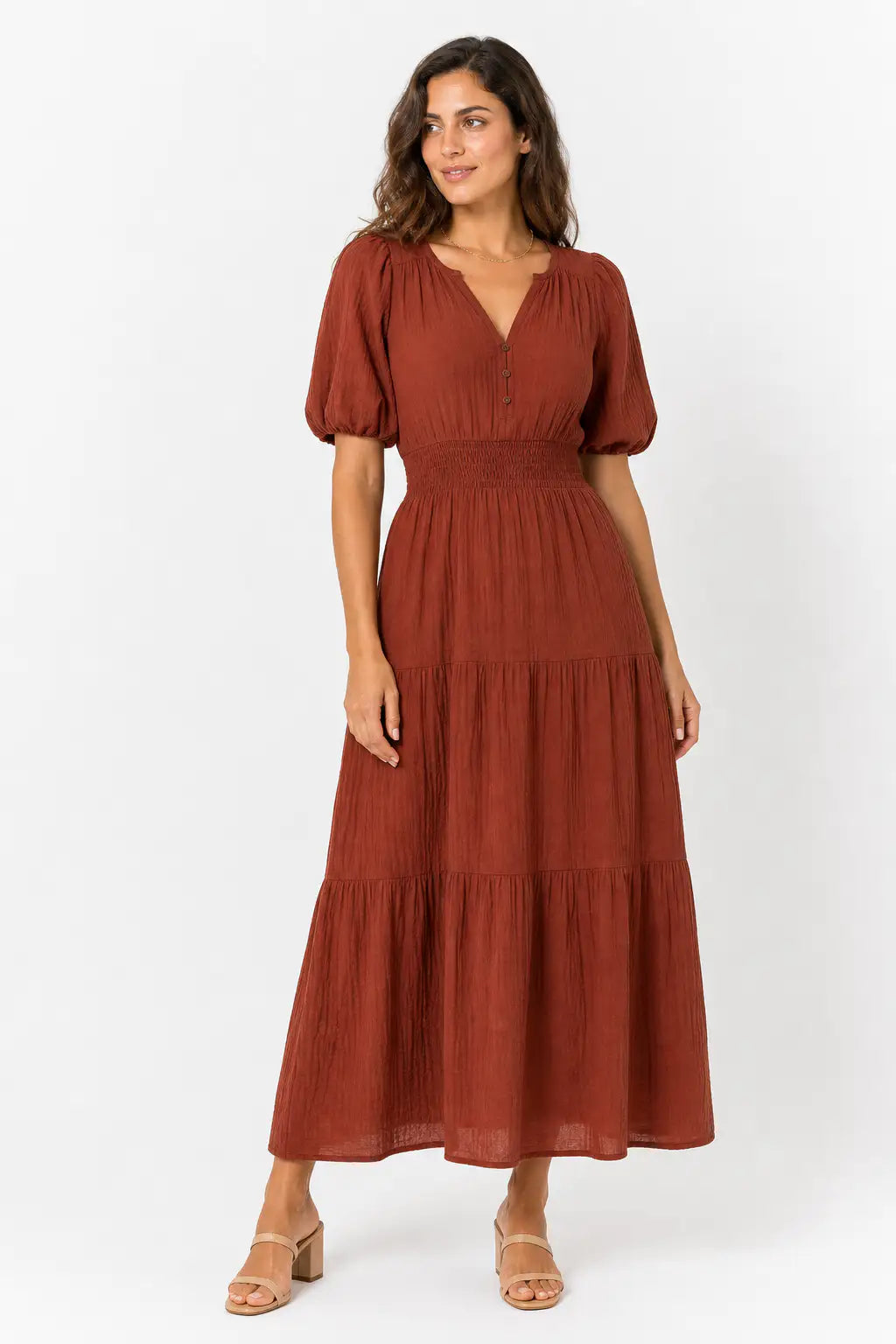 Vestido largo boho - Rojo Tierra