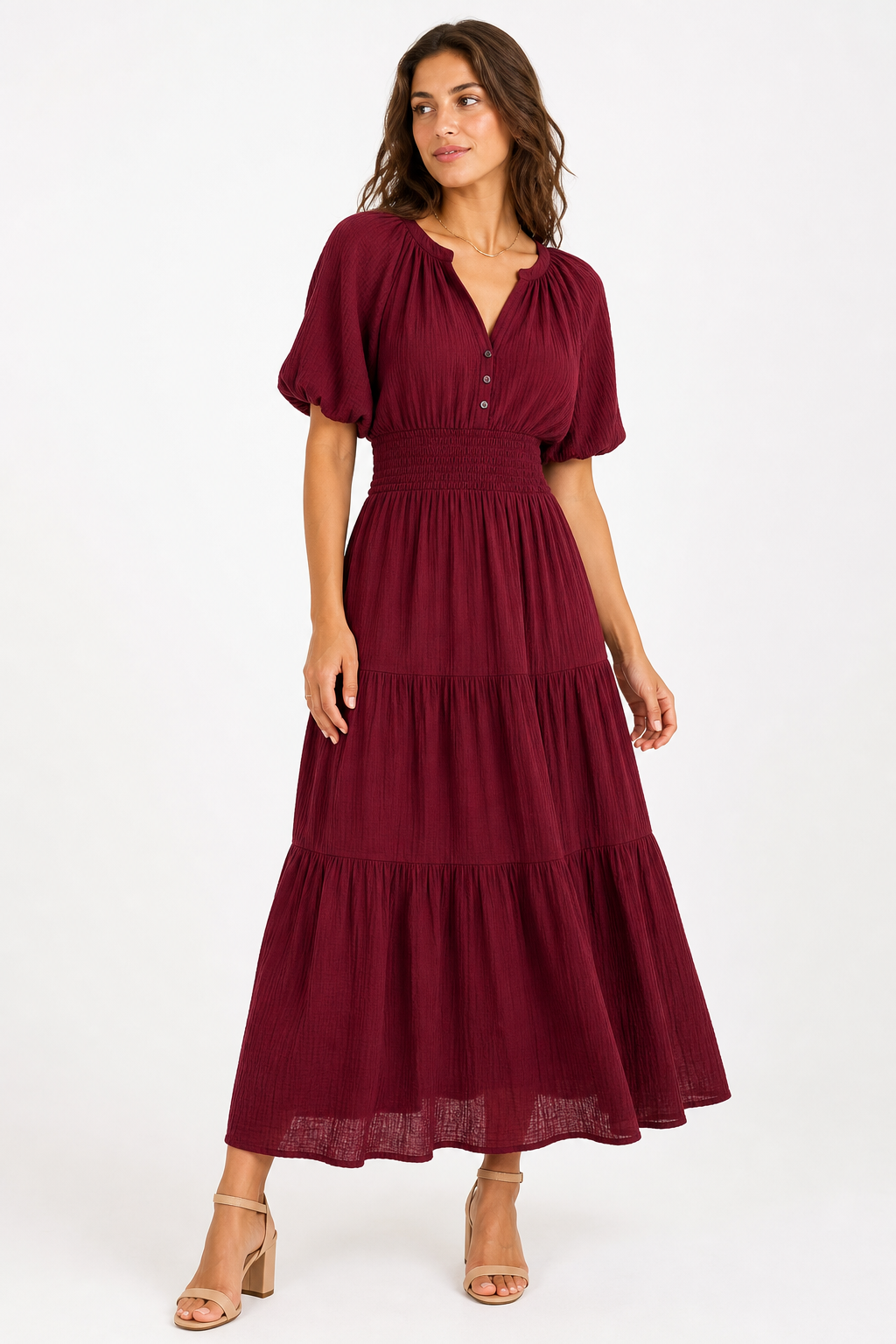 Vestido largo boho - Rojo Vino