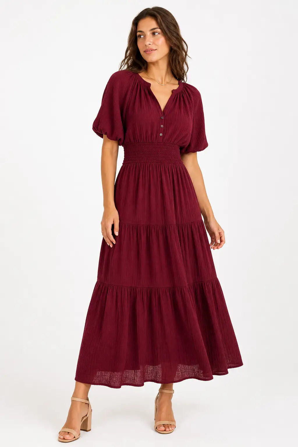 Vestido largo boho - Rojo Vino