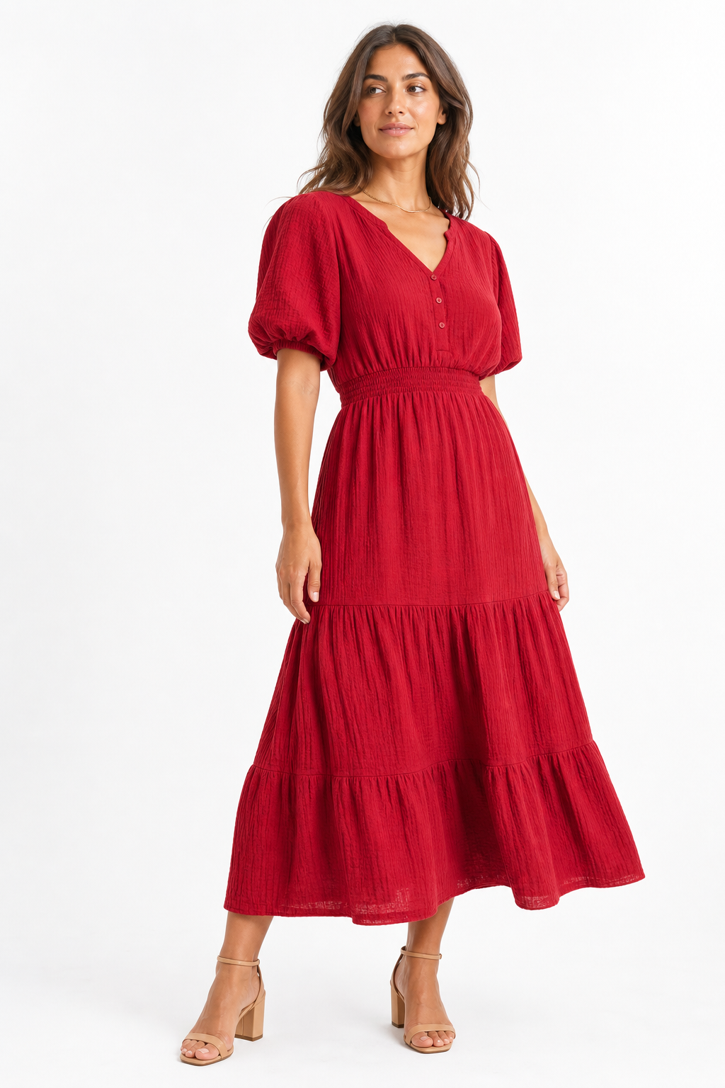 Vestido largo boho - Rojo