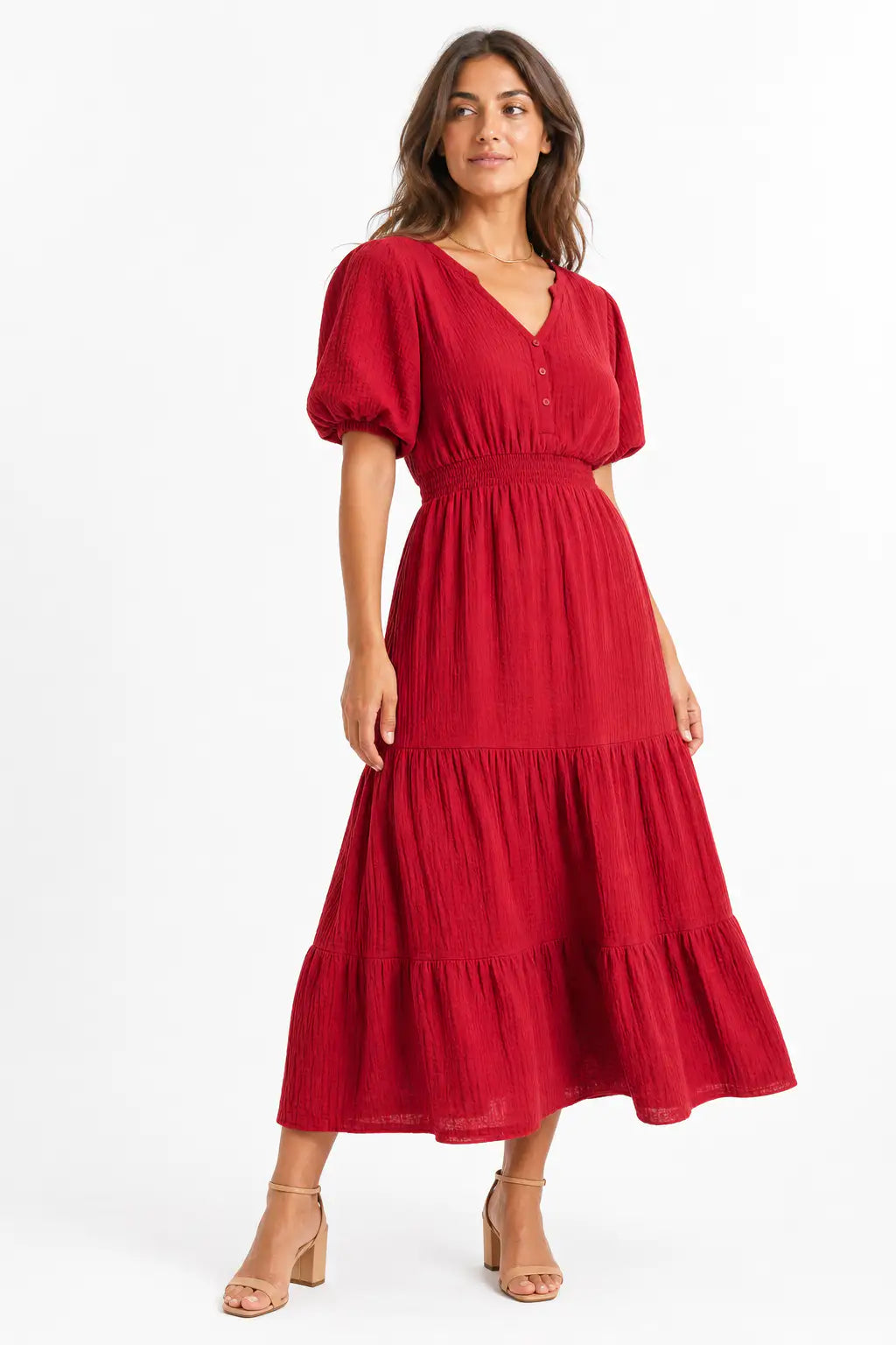 Vestido largo boho - Rojo