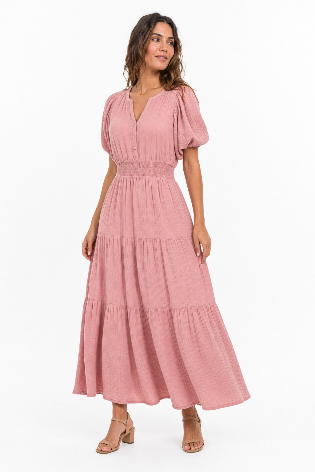Vestido largo boho - Rosa Empolvado