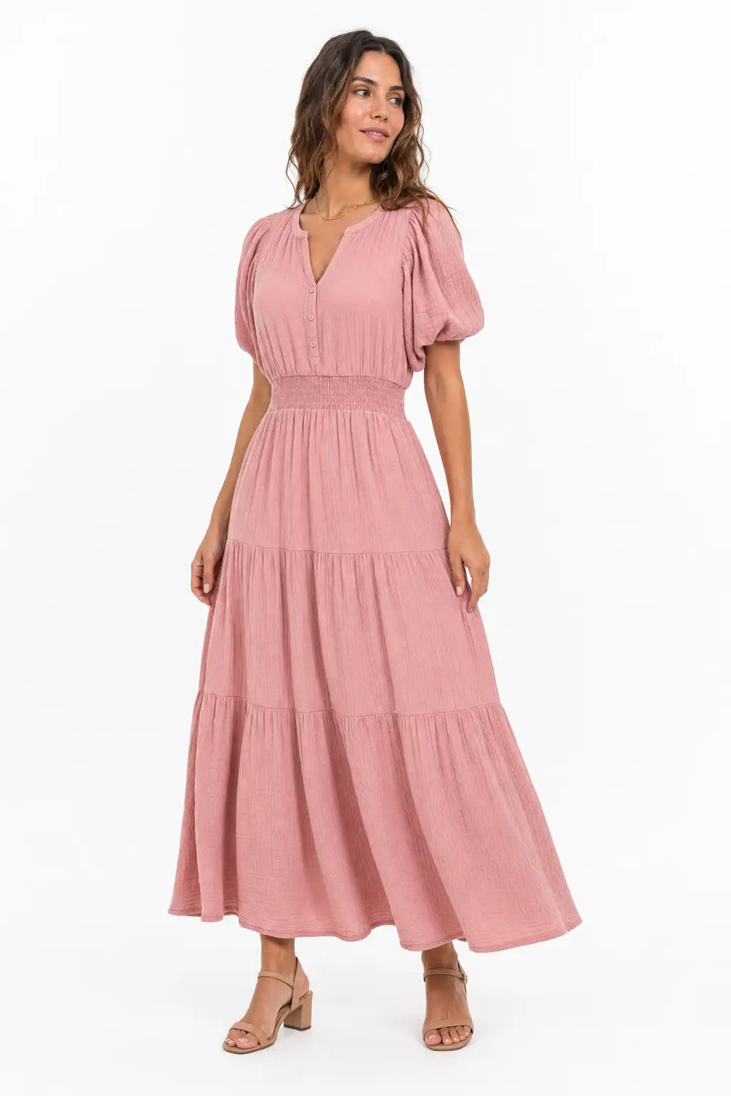 Vestido largo boho - Rosa Empolvado