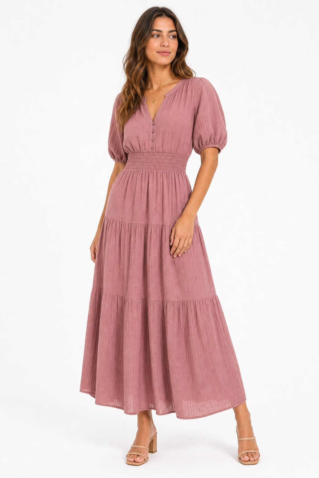 Vestido largo boho - Rosa Malva