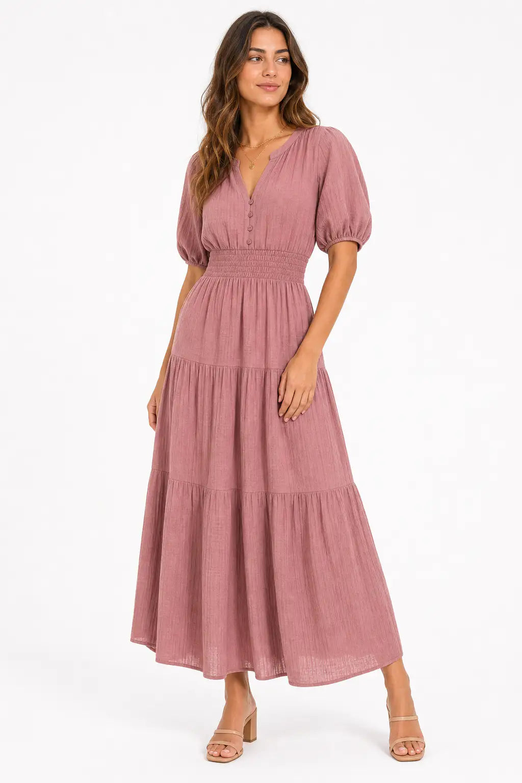 Vestido largo boho - Rosa Malva