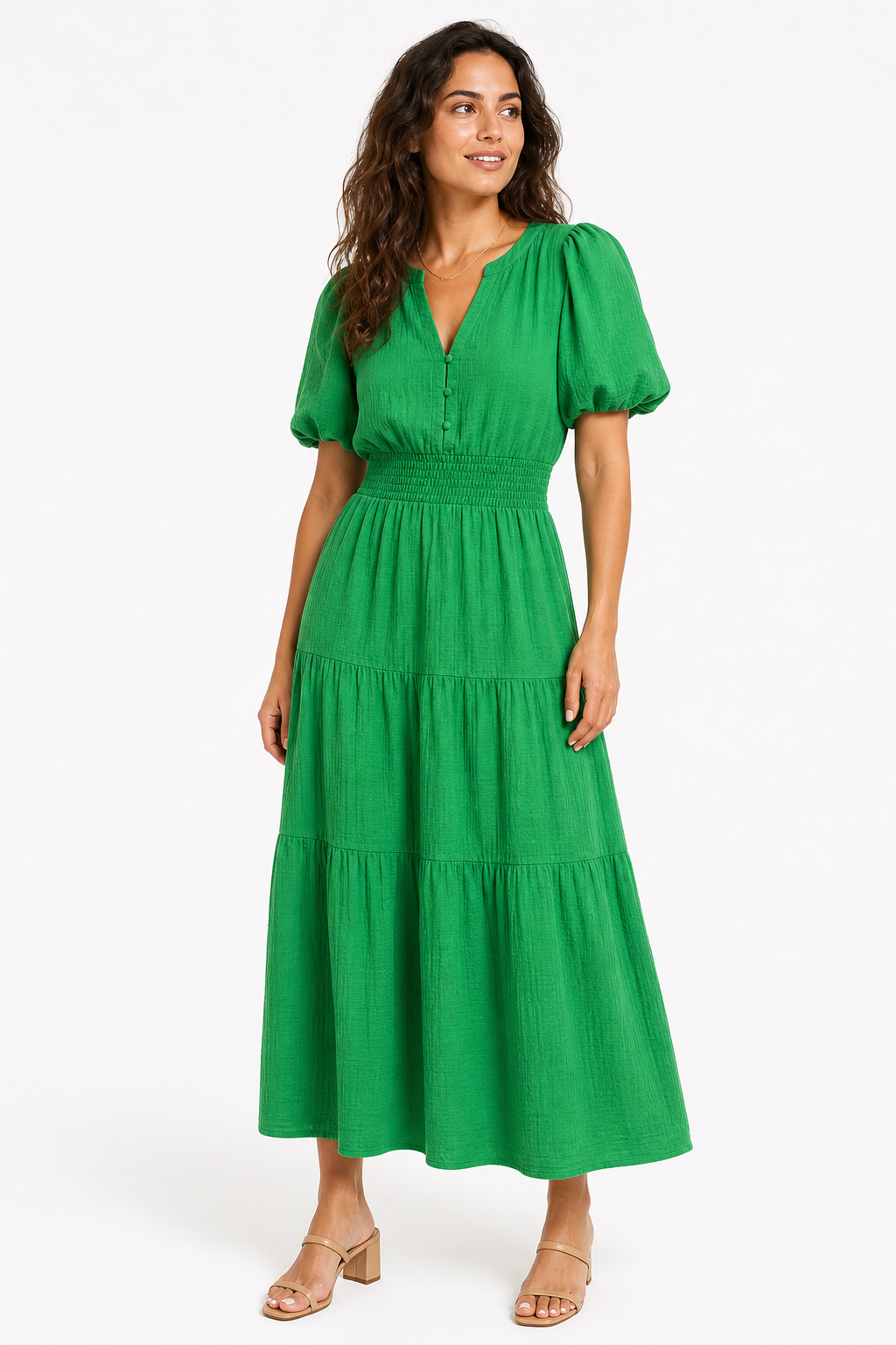 Vestido largo boho - Verde Brillante