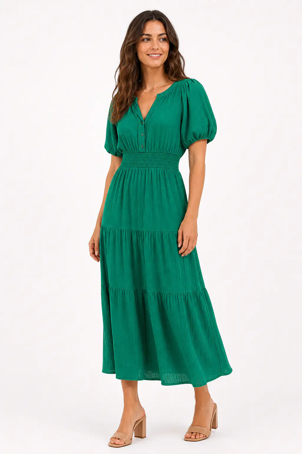 Vestido largo boho - Verde Malaquita
