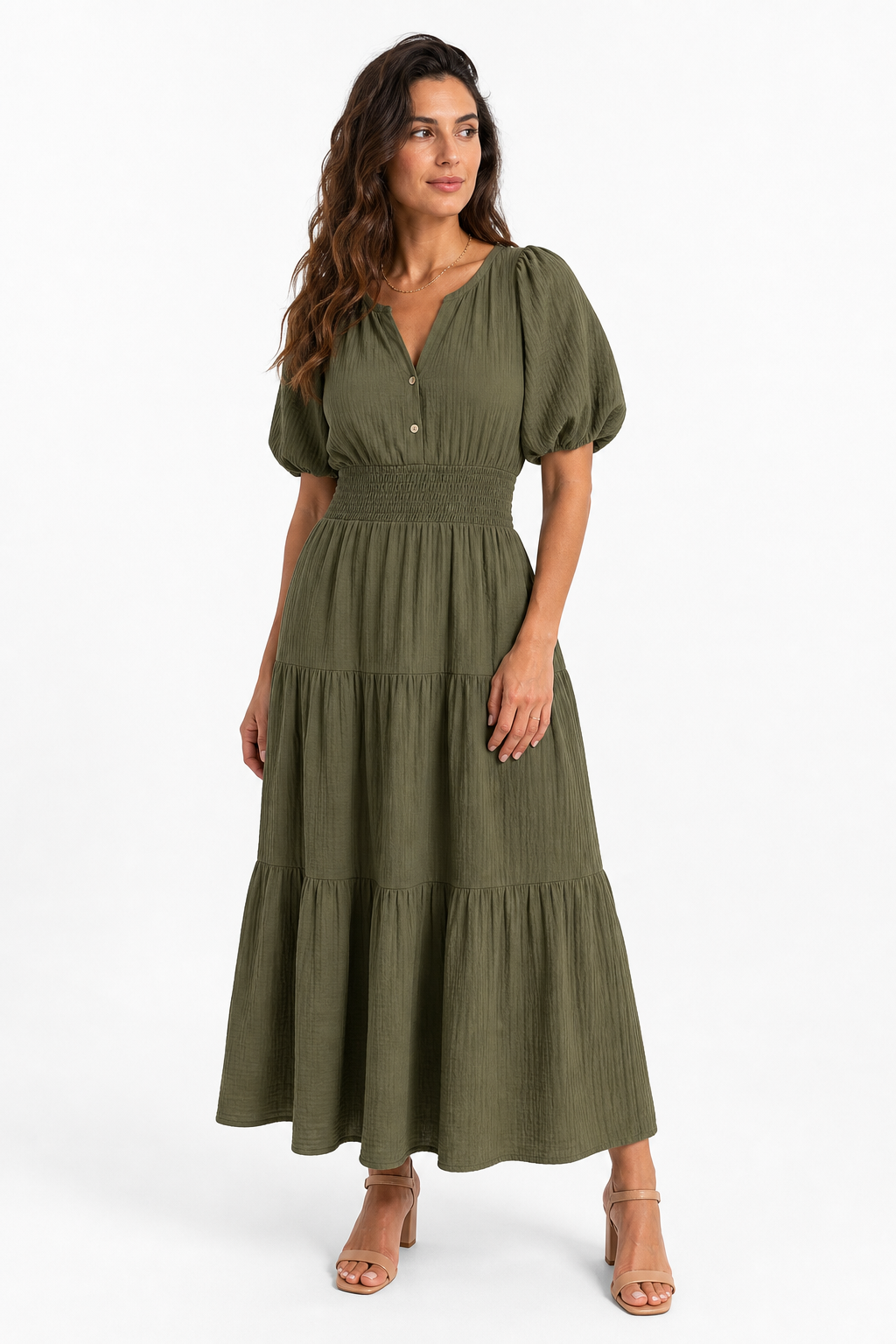 Vestido largo boho - Verde Militar