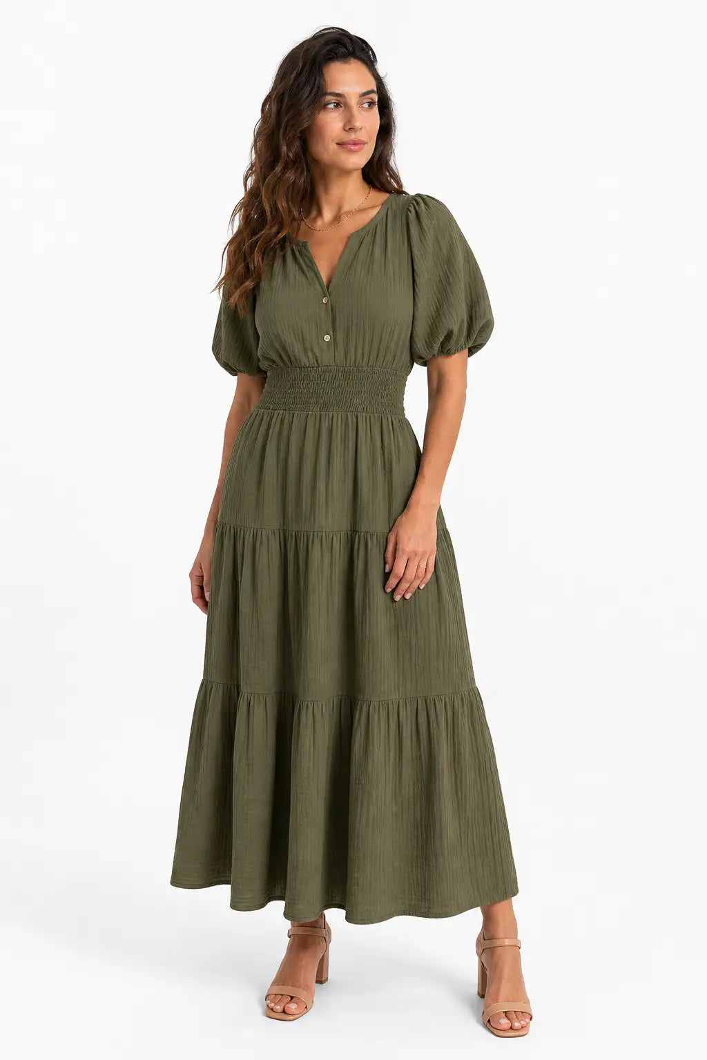 Vestido largo boho - Verde Militar