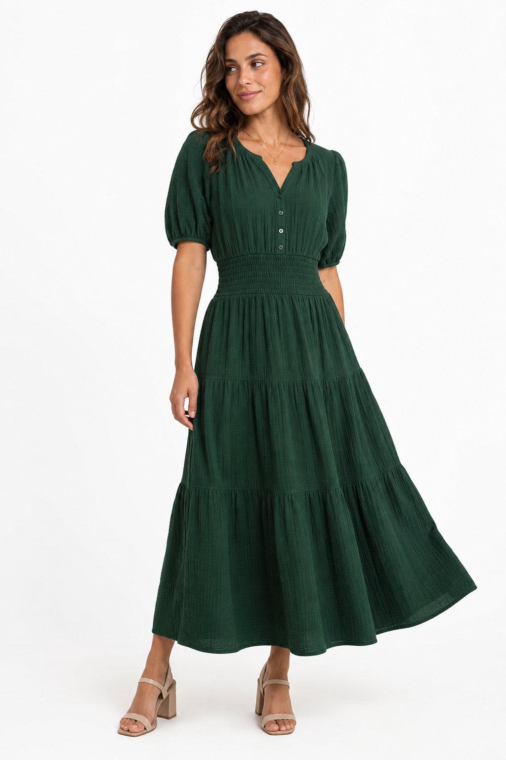 Vestido largo boho - Verde Oscuro