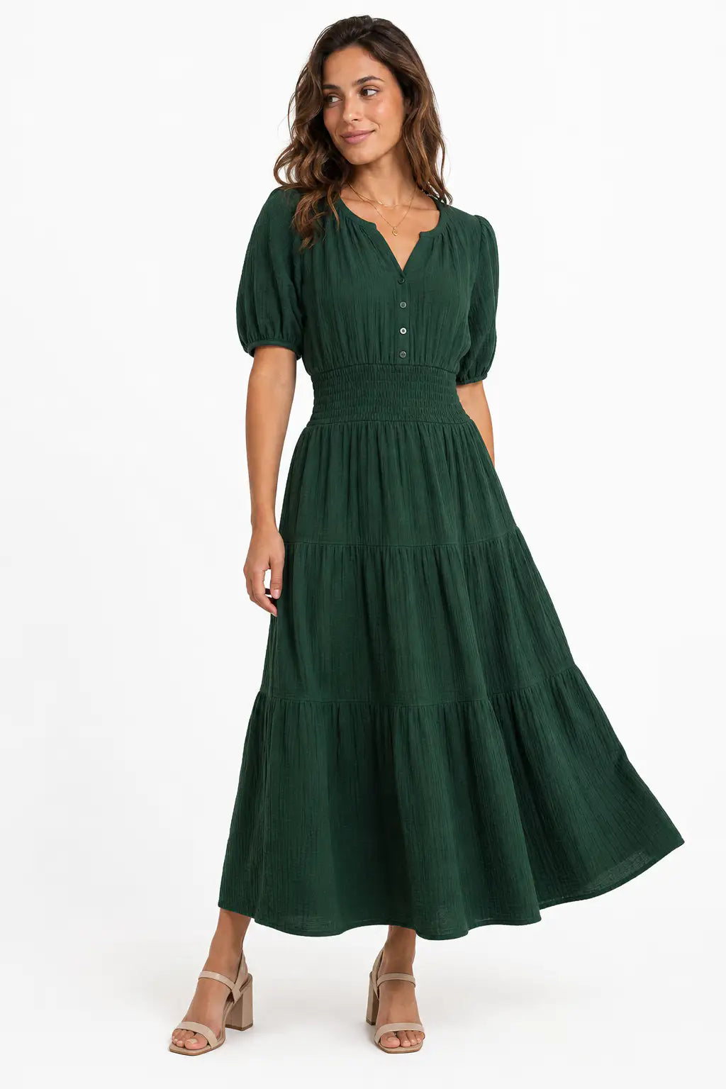 Vestido largo boho - Verde Oscuro